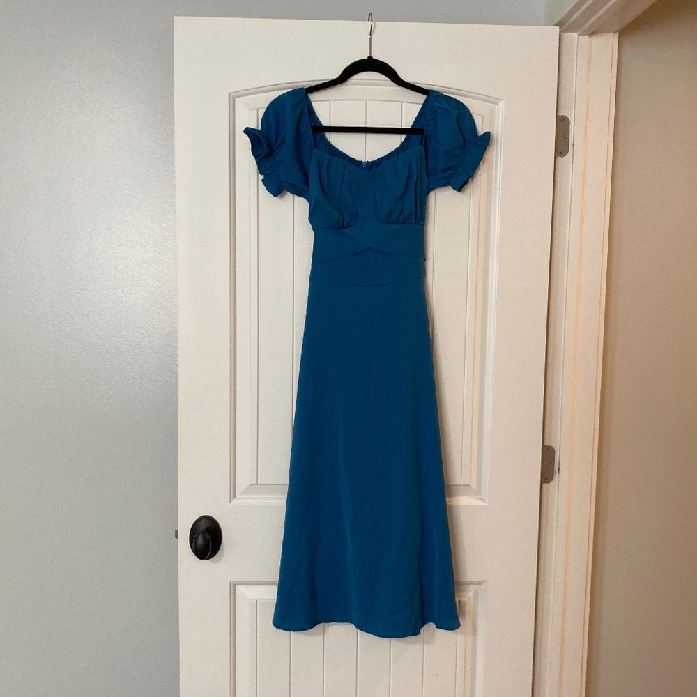 Women teal blue midi dress